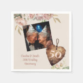  Roos Pioen 50e Bruiloft Jubileum Party Servet (Voorkant)