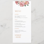 Roos Pioenbloemen Menu Kaart (Voorkant)
