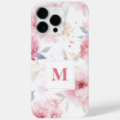 Roos Pioenrozen Aangepaste Monogram Case-Mate iPhone Case (Achterkant)
