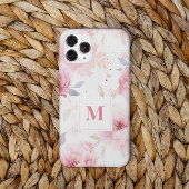 Roos Pioenrozen Aangepaste Monogram Case-Mate iPhone Case