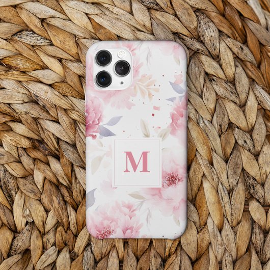 Roos Pioenrozen Aangepaste Monogram Case-Mate iPhone Case