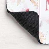 Roos Pioenrozen Aangepaste Monogram Muismat (Hoek)