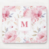 Roos Pioenrozen Aangepaste Monogram Muismat (Voorkant)