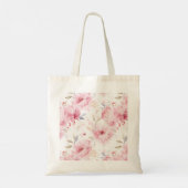 Roos Pioenrozen Aangepaste Monogram Tote Bag (Achterkant)