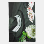 Roos pistool van pokergangster theedoek (Verticaal)