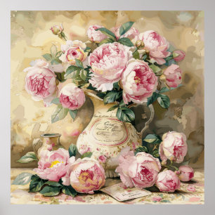 Roos Pitcher Bloemen Compositie Poster