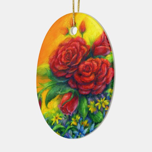 Roos Plumage Keramisch Ornament (Links)