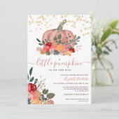 roos pompoen waterverf baby shower kaart (Staand voorkant)