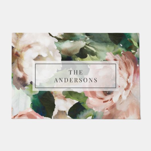 Roos pony floral and foliage eucalyptus stylish deurmat (Voorkant)