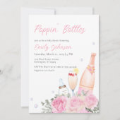 Roos Poppin Bottles Champagne Meisje Baby shower Kaart (Voorkant)