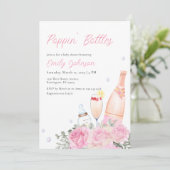Roos Poppin Bottles Champagne Meisje Baby shower Kaart (Staand voorkant)