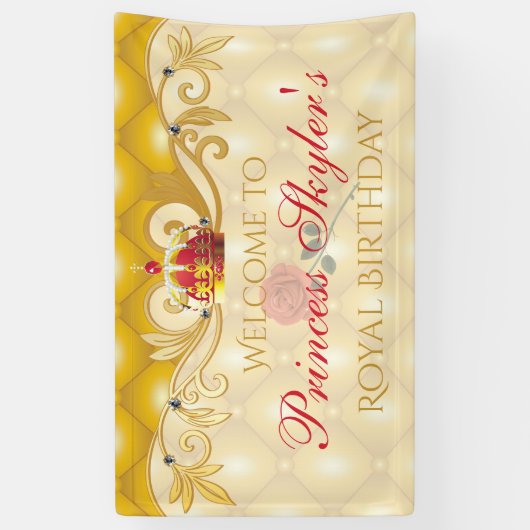 Roos, prinses Birthday Banner (Verticaal)