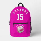 Roos Print Cut Naai Volleybal Meisjes Tas Fuchsia (Voorkant)