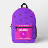 roos Print Cut Naaizak volleybal fuchsia meisjes Bedrukte Rugzak (Voorkant)