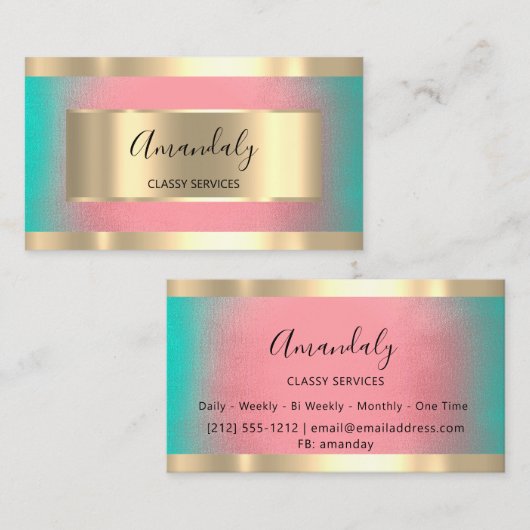 Roos Professional Gold-geframed Elegant Ombre Visitekaartje (Voorkant / Achterkant)