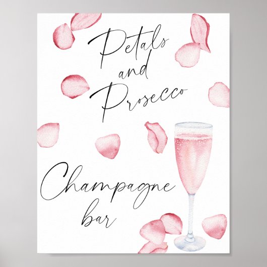 Roos prosecco bruidsdouche - Champagnebar Poster (Voorkant)