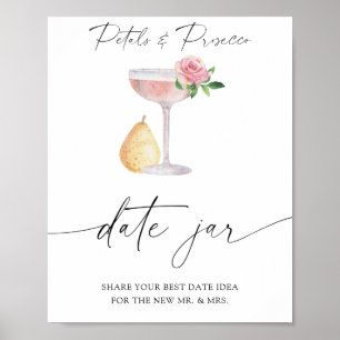 Roos prosecco - date night ideeën. Date jar bruid Poster