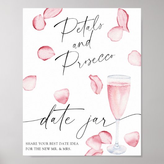 Roos prosecco - date night ideeën. Date jar bruid Poster (Voorkant)