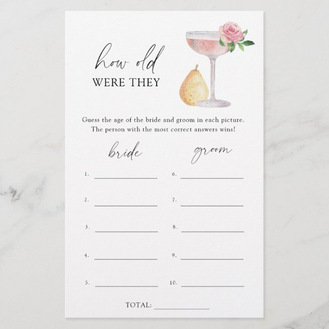 Roos Prosecco - Hoe oud waren ze bruidsspel (Voorkant)