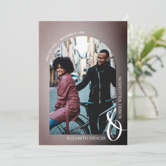 Roos QR-code bruiloft Save The Date (Staand voorkant)