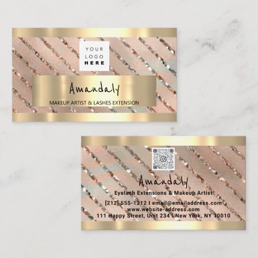 Roos QR CODE Logo Metallic Visitekaartje (Voorkant / Achterkant)