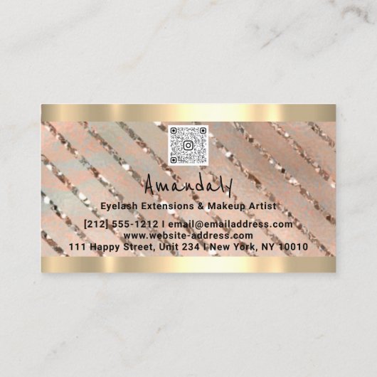 Roos QR CODE Logo Metallic Visitekaartje (Achterkant)