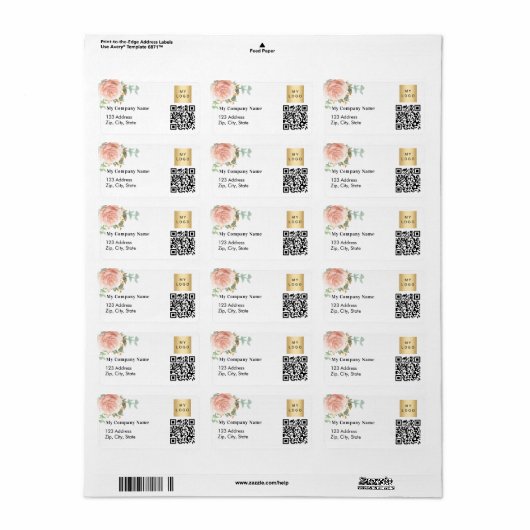 Roos QR-code zakelijk logo-retouradres Etiket (Full Sheet)