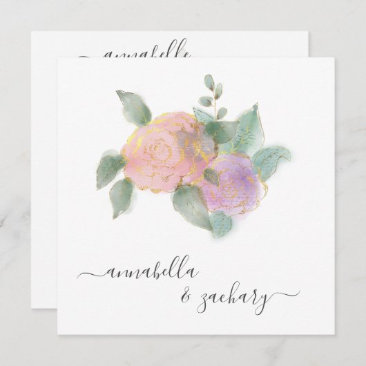 *~* ROOS QR RSVP Gold Glitter - AR12 bruiloft Invi Kaart (Voorkant / Achterkant)