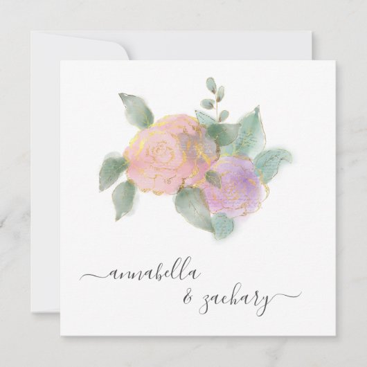 *~* ROOS QR RSVP Gold Glitter - AR12 bruiloft Invi Kaart (Voorkant)