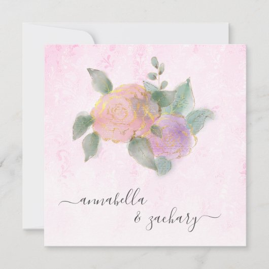 *~* ROOS QR RSVP + Gold Glitter - AR12 Wedding I Kaart (Voorkant)