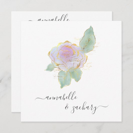 *~* ROOS QR RSVP Gouden Glitter AR12 Huwelijksuitn Kaart (Voorkant / Achterkant)