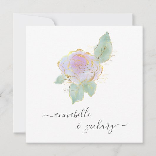 *~* ROOS QR RSVP Gouden Glitter AR12 Huwelijksuitn Kaart (Voorkant)