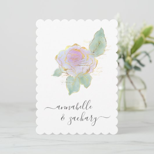 *~* ROOS QR SIMPLE RSVP Gold AR12 bruiloft uitnodi Kaart (Staand voorkant)