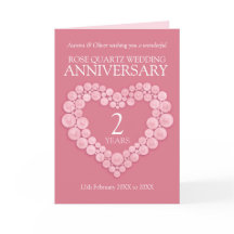 Roos Quartz 2e huwelijksverjaardag roze hart
