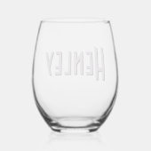 Roos Quartz 3D Minimalistische Moderne Naam Wijnglas Zonder Voet (Achterkant)