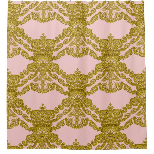Roos Quartz Baroque Girly Frans Patroon Douchegordijn (Voorkant)