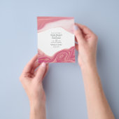 Roos Quartz en Blush Strata bruiloft uitnodiging Flyer (Hand)