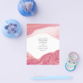 Roos Quartz en Blush Strata bruiloft uitnodiging Flyer (Enkel)