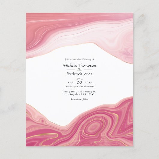 Roos Quartz en Blush Strata bruiloft uitnodiging Flyer (Voorkant)