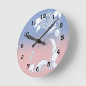 Roos Quartz en Serenity Blue Wall Clock Ronde Klok (Hoek)