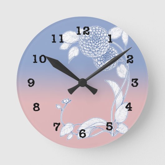 Roos Quartz en Serenity Blue Wall Clock Ronde Klok (Voorkant)