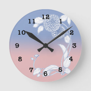 Roos Quartz en Serenity Blue Wall Clock Ronde Klok