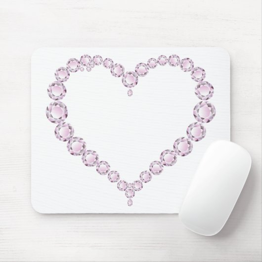 Roos Quartz Gem Heart Muismat (Met muis)