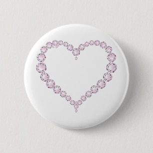Roos Quartz Gem Heart Ronde Button 5,7 Cm