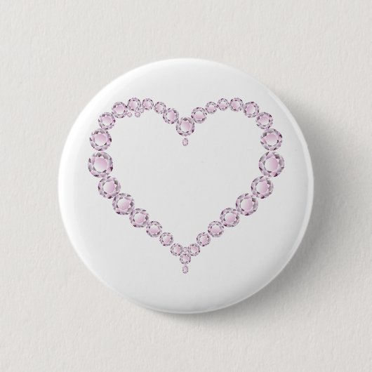 Roos Quartz Gem Heart Ronde Button 5,7 Cm (Voorkant)