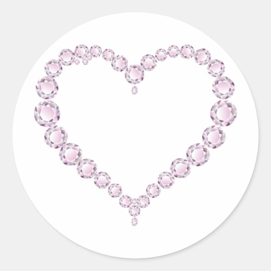 Roos Quartz Gem Heart Ronde Sticker (Voorkant)