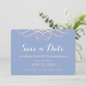 Roos Quartz op blauw, Elegant Save the Date (Staand voorkant)
