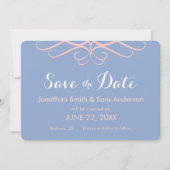 Roos Quartz op blauw, Elegant Save the Date (Voorkant)
