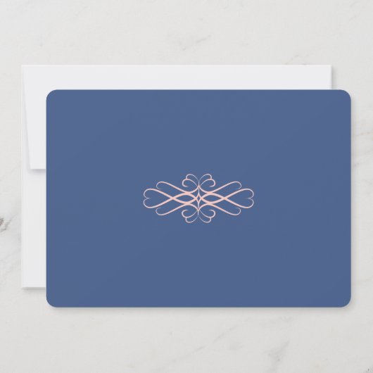 Roos Quartz op Denim Blue, Elegant Save the Date (Achterkant)
