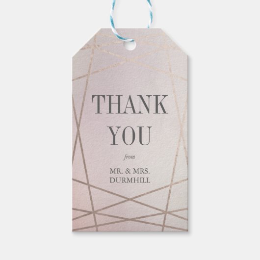 Roos Quartz Opaline en Goud Dank u Cadeau Label Cadeaulabel (Voorkant)